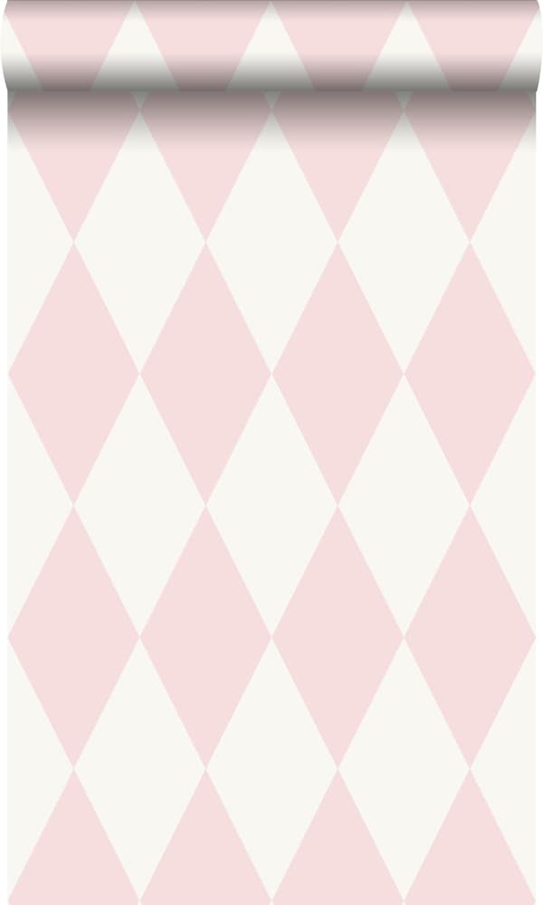 Origin Wallcoverings tapet rutor glänsande rosa och vitt 0,53 x 10,05 m