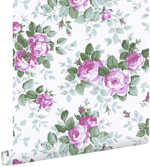 ESTAhome tapet rosor lila 53 cm x 10,05 m