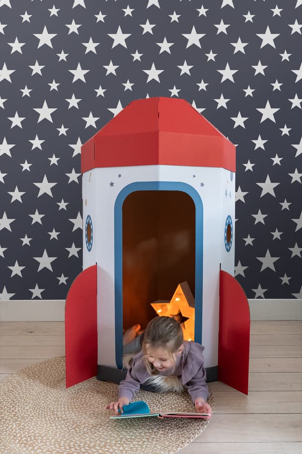 ESTAhome tapet stora och små stjärnor mörkblått 53 cm x 10,05 m