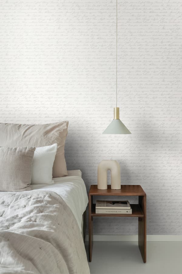 ESTAhome tapet handskrivna blomnamn på latin silver 53 cm x 10,05 m