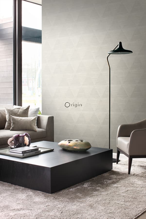 Origin Wallcoverings tapet slitna metalltrianglar beige 53 cm x 10,05 m