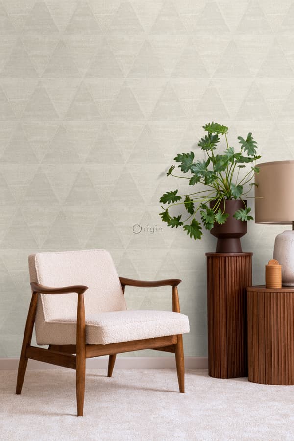 Origin Wallcoverings tapet slitna metalltrianglar beige 53 cm x 10,05 m