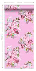 Miniatyrbild 4 av 4: ESTAhome tapet blommor och fåglar rosa - 138120 - 53 cm x 10,05 m
