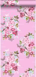 Miniatyrbild 1 av 4: ESTAhome tapet blommor och fåglar rosa - 138120 - 53 cm x 10,05 m