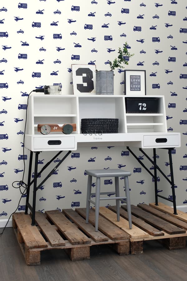 ESTAhome tapet bilar blått 53 cm x 10,05 m