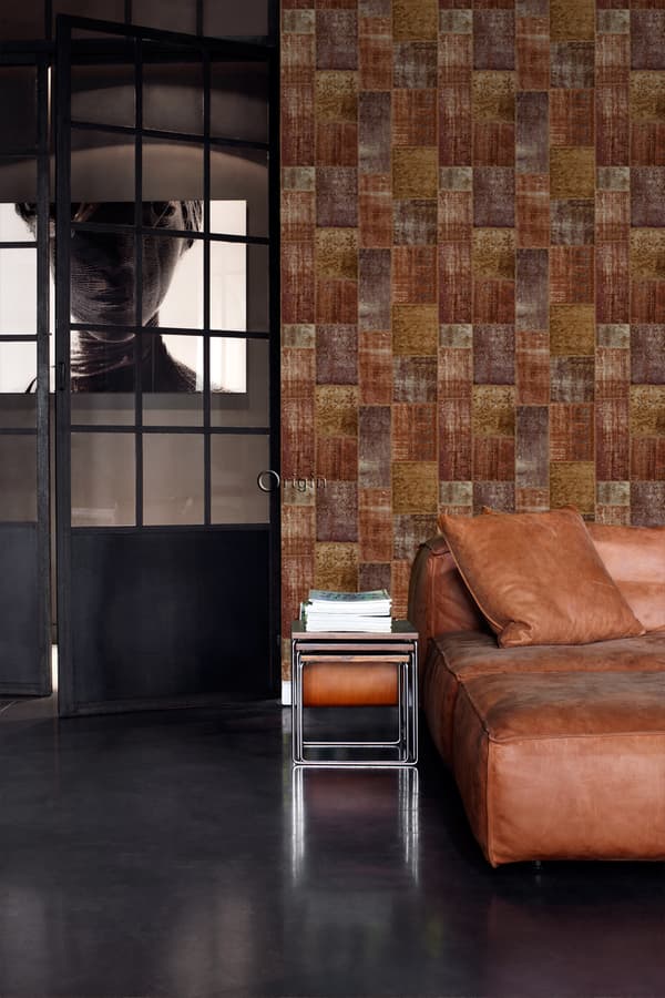 Origin Wallcoverings tapet kelim-lapptäcke rostbrunt 53 cm x 10,05 m