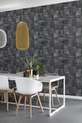 Miniatyrbild 3 av 8: ESTAhome tapet kelim-lapptäcke svart 53 cm x 10,05 m