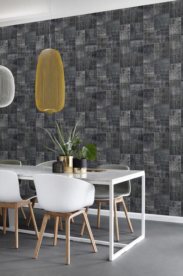 ESTAhome tapet kelim-lapptäcke svart 53 cm x 10,05 m