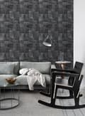 Miniatyrbild 5 av 8: ESTAhome tapet kelim-lapptäcke svart 53 cm x 10,05 m