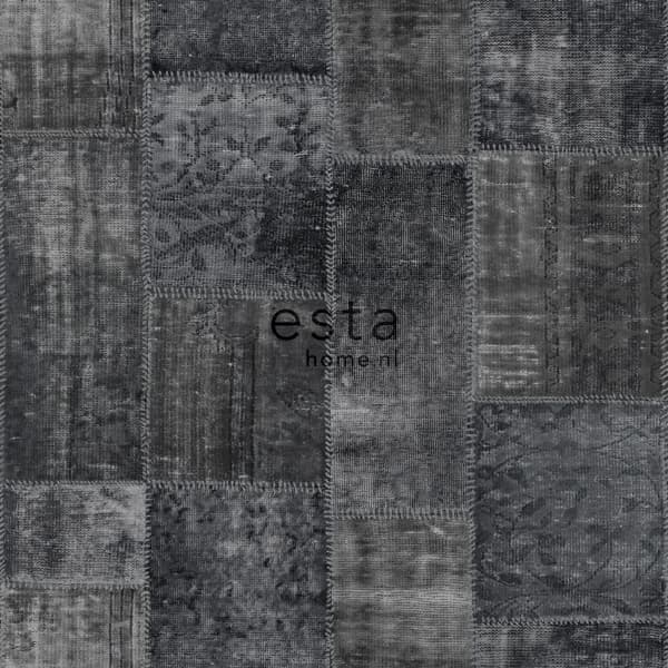 ESTAhome tapet kelim-lapptäcke svart 53 cm x 10,05 m