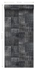 Miniatyrbild 8 av 8: ESTAhome tapet kelim-lapptäcke svart 53 cm x 10,05 m
