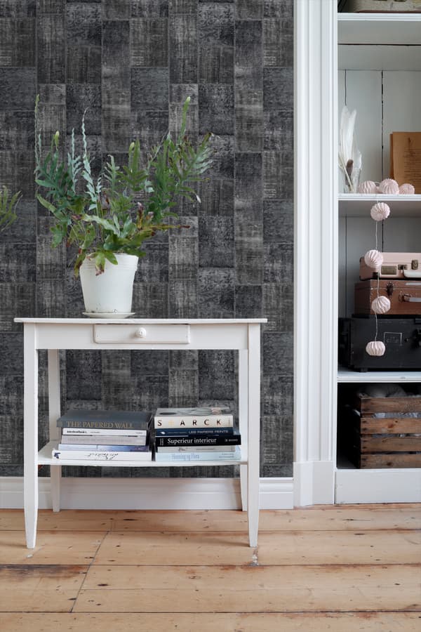 ESTAhome tapet kelim-lapptäcke svart 53 cm x 10,05 m