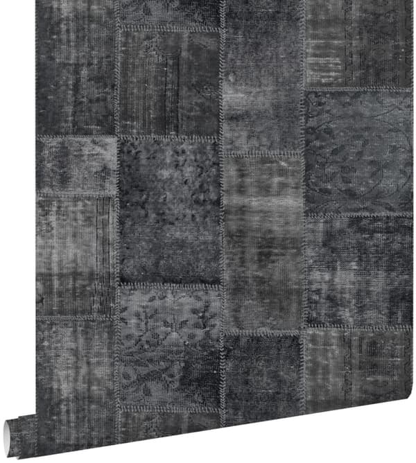 ESTAhome tapet kelim-lapptäcke svart 53 cm x 10,05 m