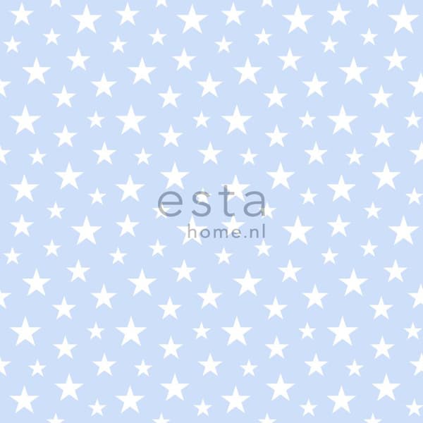 ESTAhome tapet små stjerner lyseblåt 53 cm x 10,05 m