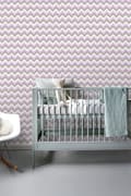 Miniatyrbild 2 av 8: ESTAhome tapet sicksackmotiv mullvadsgrått och lila 53 cm x 10,05 m