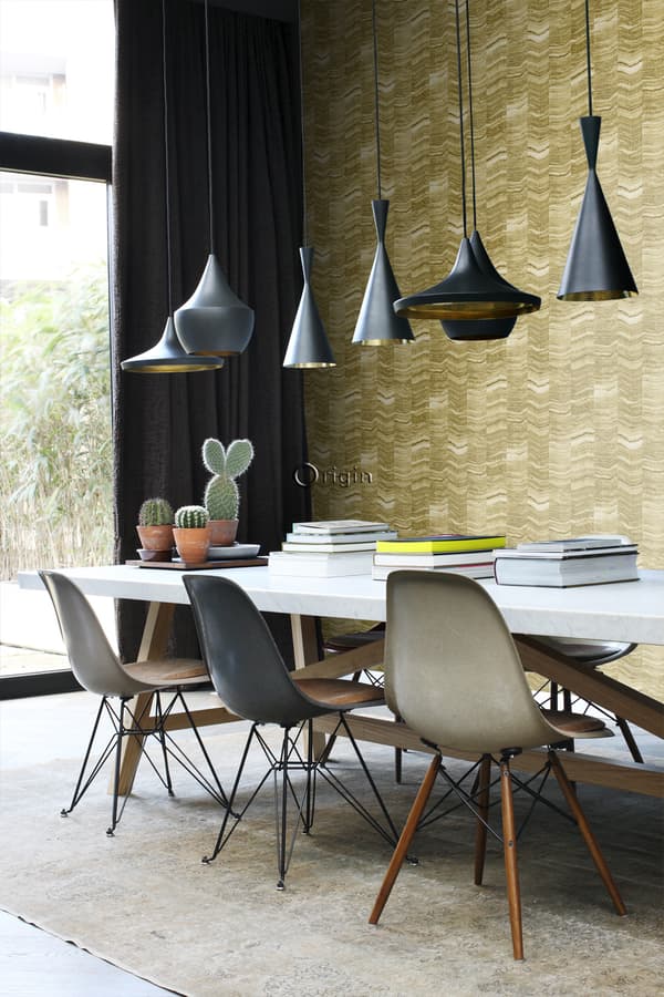 Origin Wallcoverings tapet siscksackränder av skiktad marmor ockra 53 cm x 10,05 m