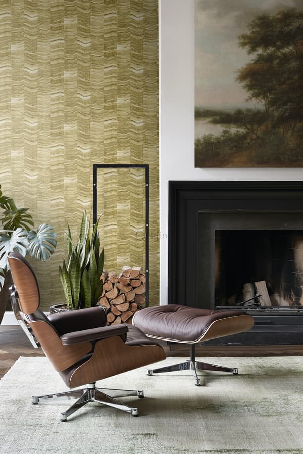 Origin Wallcoverings tapet siscksackränder av skiktad marmor ockra 53 cm x 10,05 m