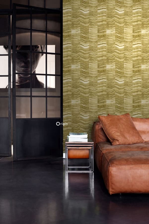 Origin Wallcoverings tapet siscksackränder av skiktad marmor ockra 53 cm x 10,05 m