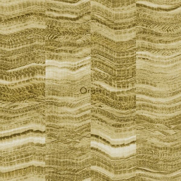 Origin Wallcoverings tapet siscksackränder av skiktad marmor ockra 53 cm x 10,05 m