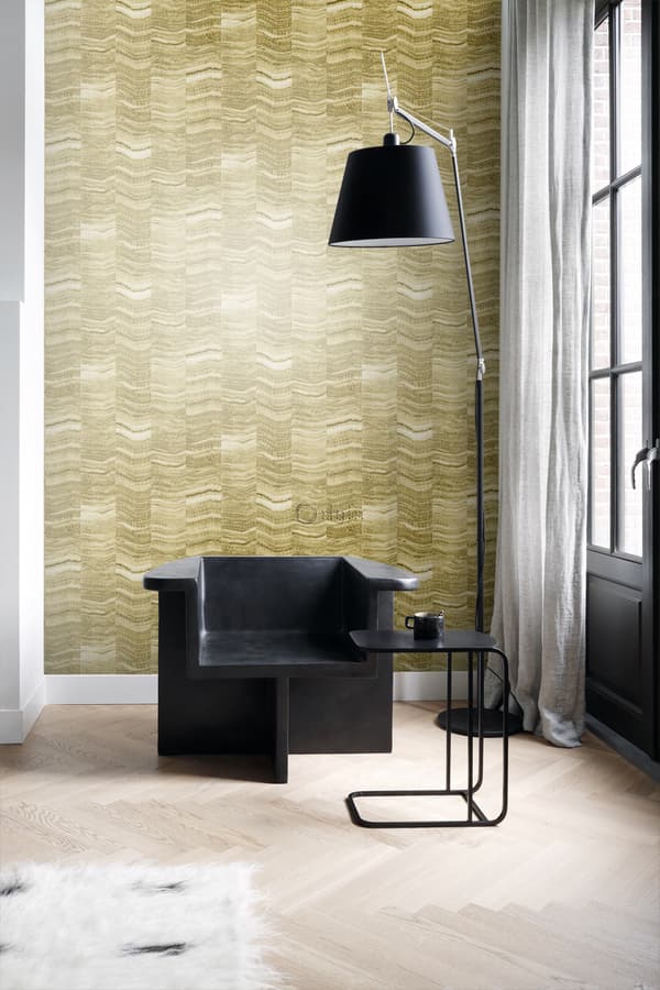 Origin Wallcoverings tapet siscksackränder av skiktad marmor ockra 53 cm x 10,05 m