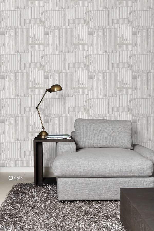 Origin Wallcoverings tapet industriell korrugerad plåt 3D benfärgat 53 cm x 10,05 m