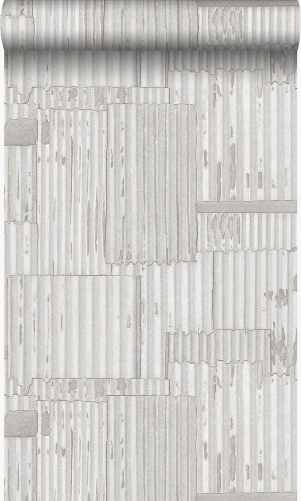Origin Wallcoverings tapet industriell korrugerad plåt 3D benfärgat 53 cm x 10,05 m