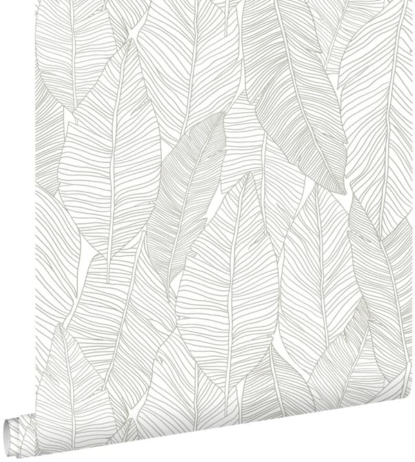 ESTAhome tapet handmålade blad varmt grått - 139009 - 0,53 x 10,05 m