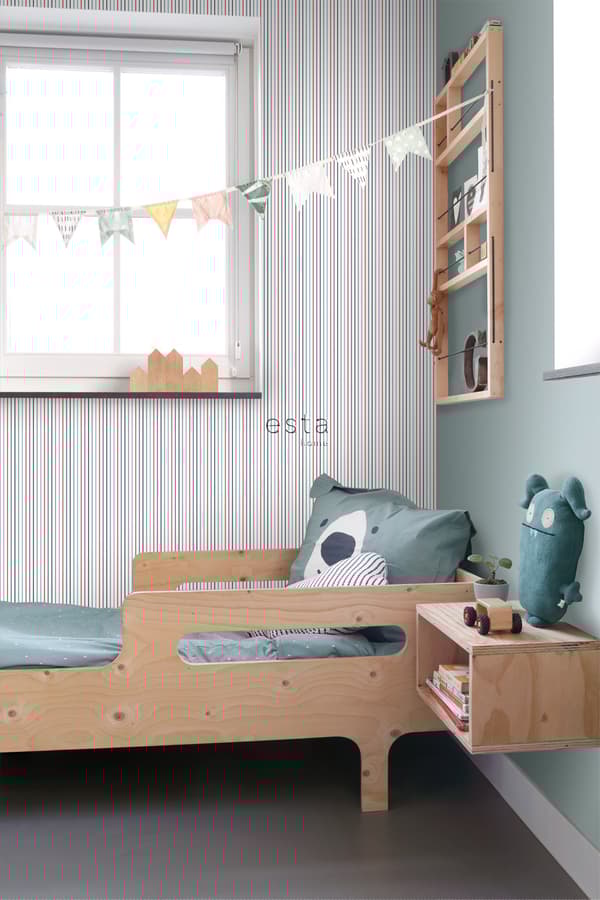 ESTAhome tapet striber blåt og rødt 53 cm x 10,05 m