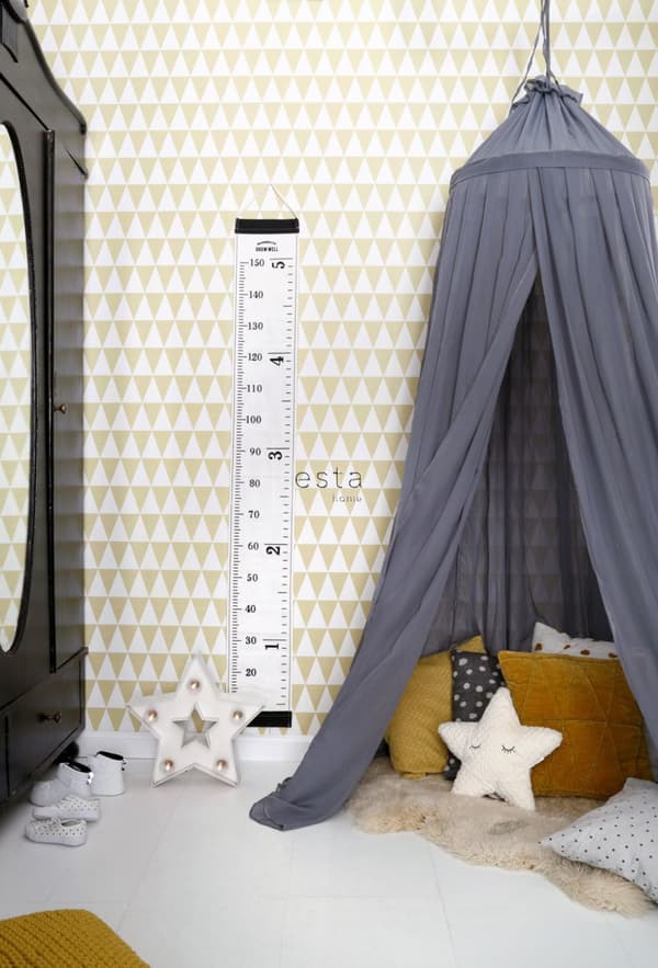ESTAhome tapet grafiske trekanter okkergult 53 cm x 10,05 m