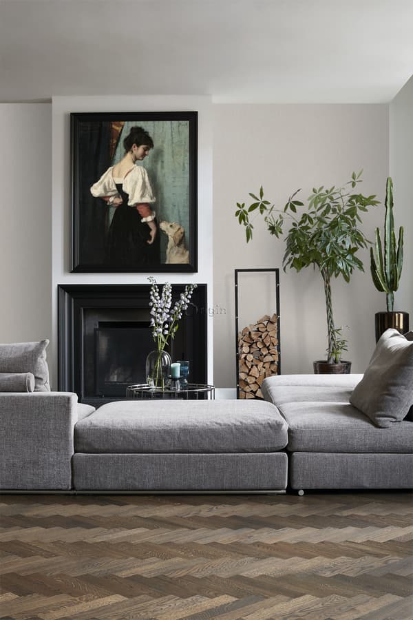 Origin Wallcoverings tapet linne grårosa 53 cm x 10,05 m