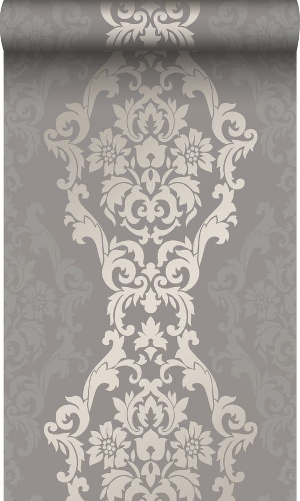 Origin Wallcoverings tapet ornament mullvadsgrått och glänsande brons 53 cm x 10,05 m