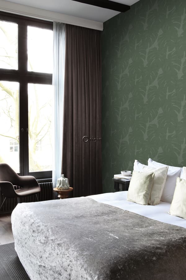 Origin Wallcoverings tapet blad med vävd struktur grönt 0,53 x 10,05 m