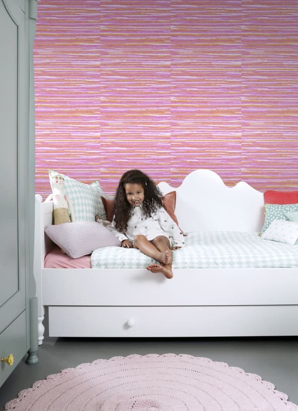 ESTAhome tapet vävt motiv rosa och orange - 148620 - 53 cm x 10,05 m