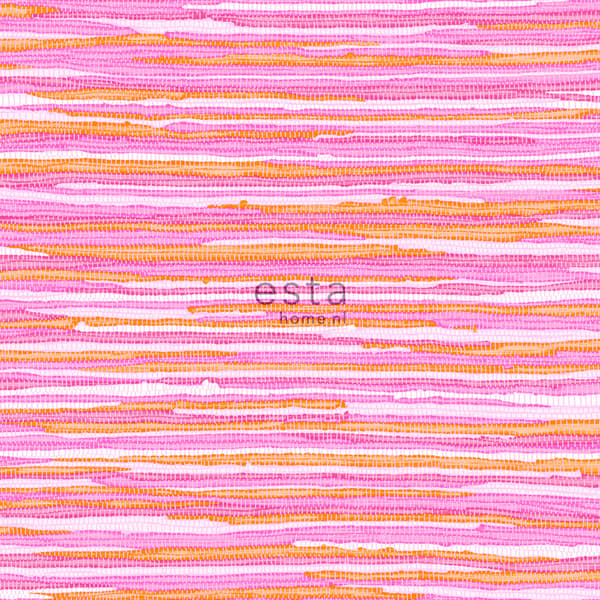 ESTAhome tapet vävt motiv rosa och orange - 148620 - 53 cm x 10,05 m