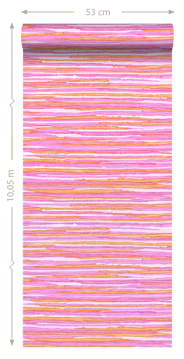 ESTAhome tapet vävt motiv rosa och orange - 148620 - 53 cm x 10,05 m
