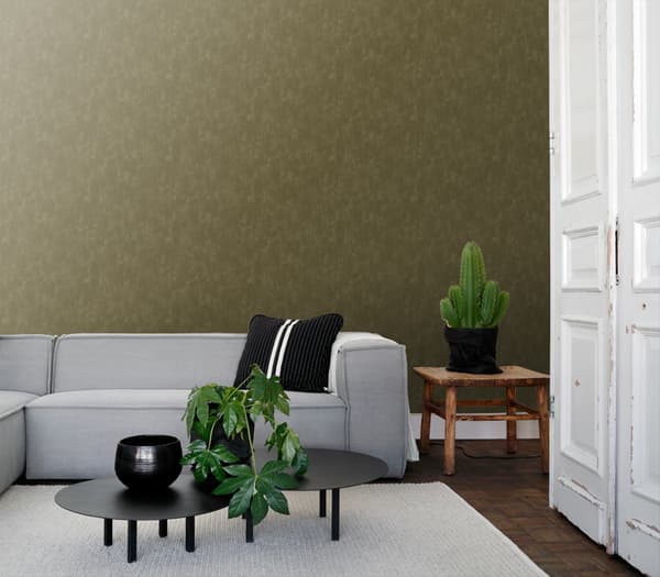 ESTAhome tapet enfärgad med målningseffekt khakigrönt 0,53 x 10,05 m