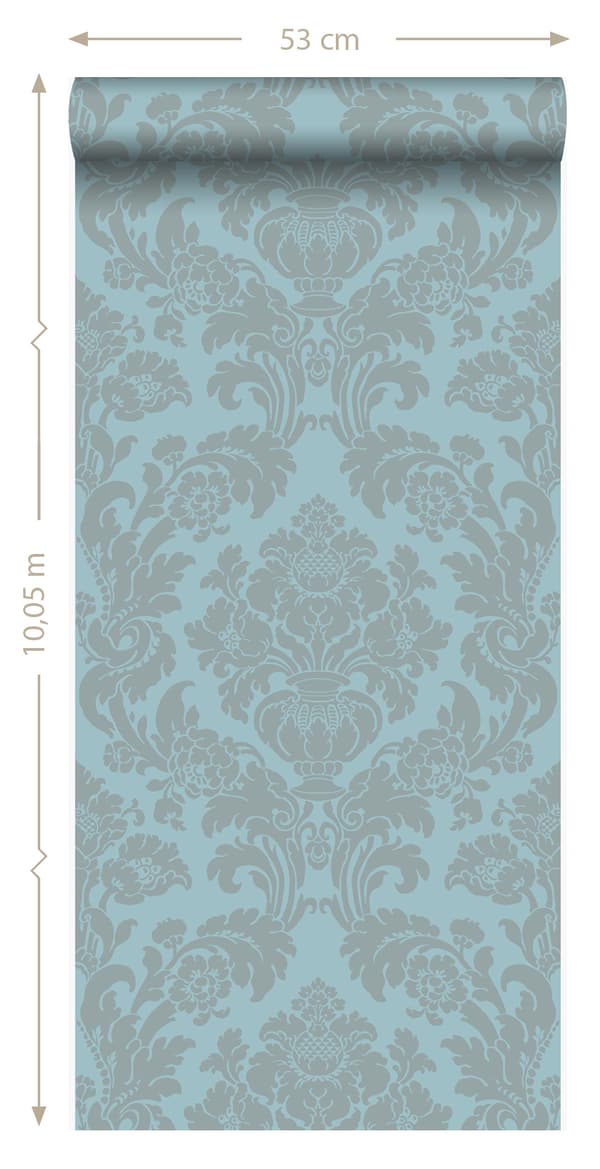 Origin Wallcoverings tapet ornament isblått 53 cm x 10,05 m