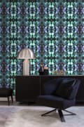 Miniatyrbillede 3 af 7: Origin Wallcoverings tapet kalejdoskop lyst azurblåt og lilla 53 cm x 10,05 m