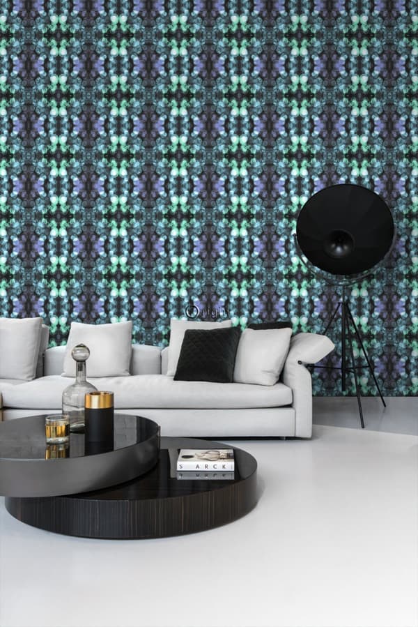 Origin Wallcoverings tapet kalejdoskop lyst azurblåt og lilla 53 cm x 10,05 m