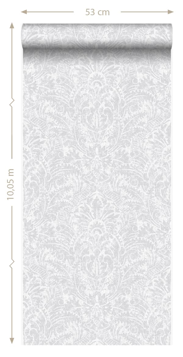 Origin Wallcoverings tapet ornament ljusgrått 53 cm x 10,05 m
