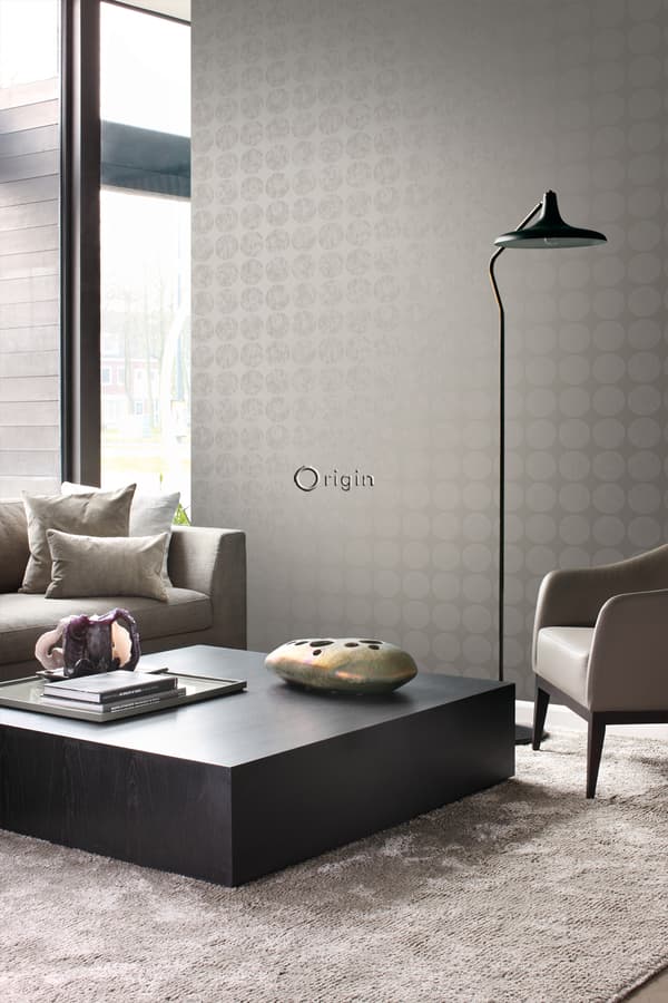 Origin Wallcoverings tapet stora slitna rundlar mullvadsgrått 53 cm x 10,05 m