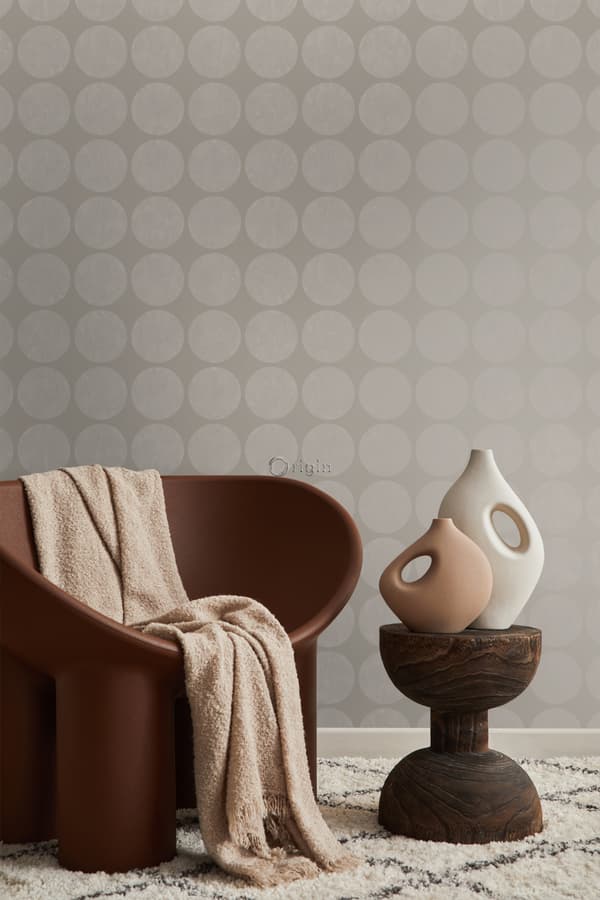 Origin Wallcoverings tapet stora slitna rundlar mullvadsgrått 53 cm x 10,05 m