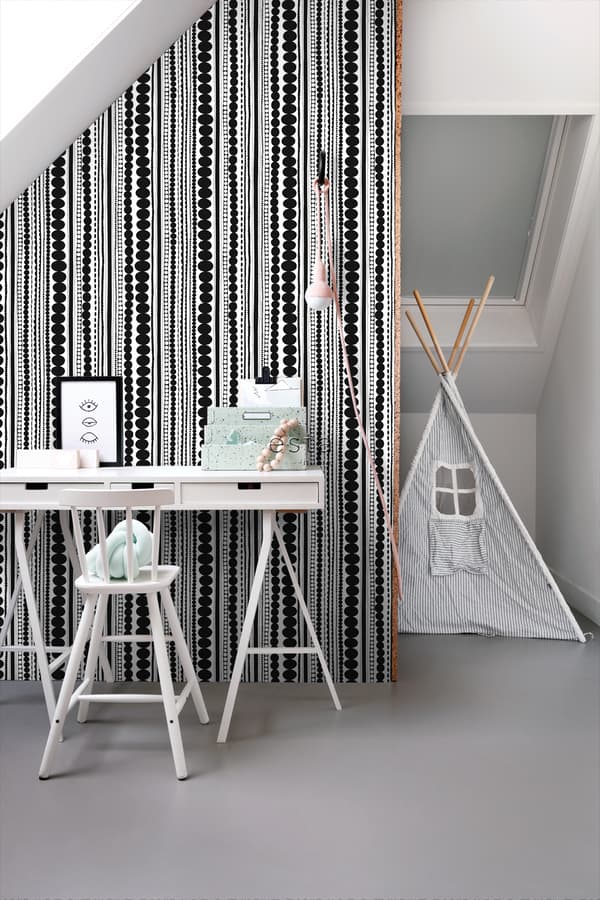 ESTAhome tapet pärlor svart och vitt 0,53 x 10,05 m