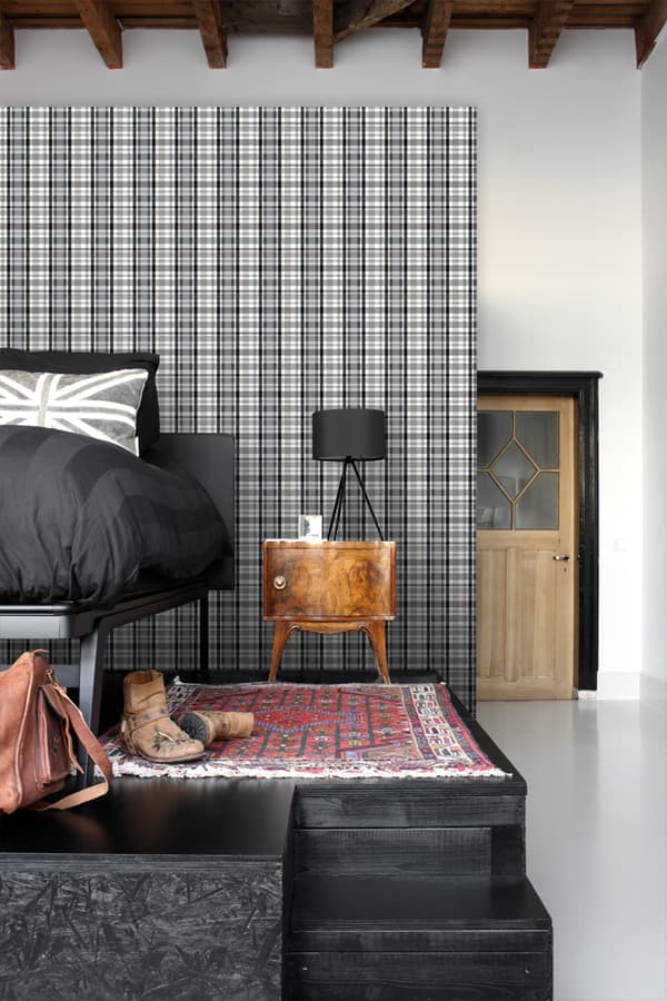 ESTAhome tapet rutor svart och grått 53 cm x 10,05 m