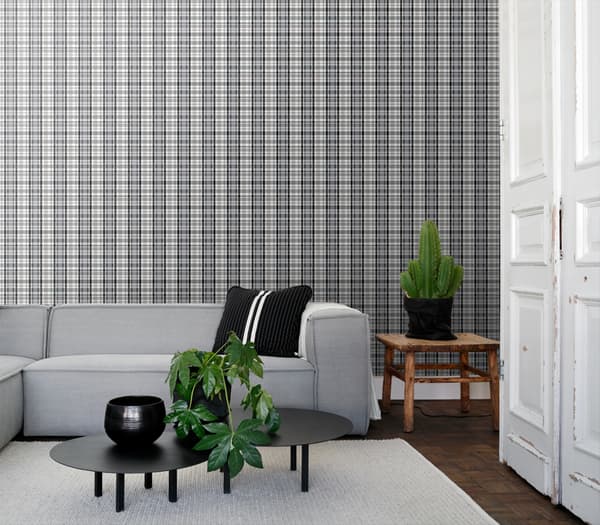 ESTAhome tapet rutor svart och grått 53 cm x 10,05 m