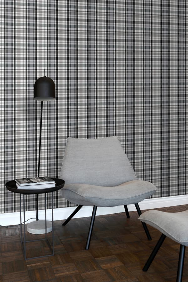 ESTAhome tapet rutor svart och grått 53 cm x 10,05 m