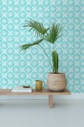 Miniatyrbillede 4 af 8: ESTAhome tapet flisemotiv turkis 53 cm x 10,05 m