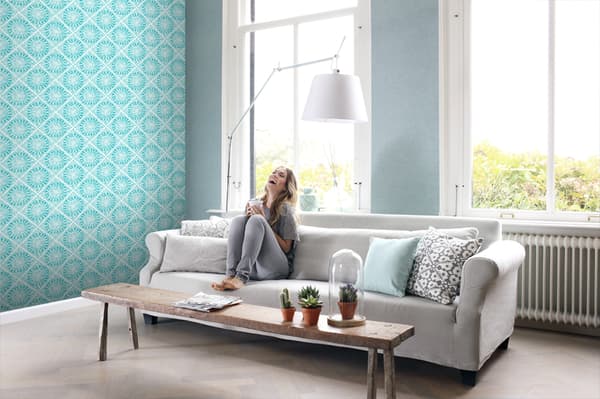 ESTAhome tapet flisemotiv turkis 53 cm x 10,05 m