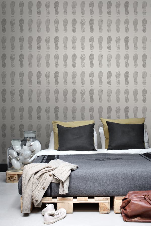 ESTAhome tapet stadskartor i form av skoavtryck mörkbeige 53 cm x 10,05 m