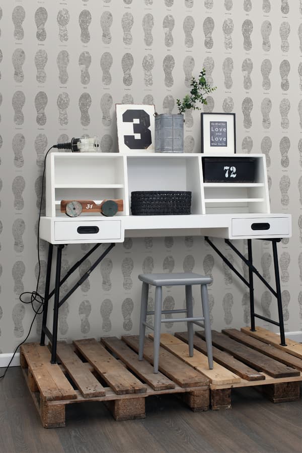 ESTAhome tapet stadskartor i form av skoavtryck mörkbeige 53 cm x 10,05 m